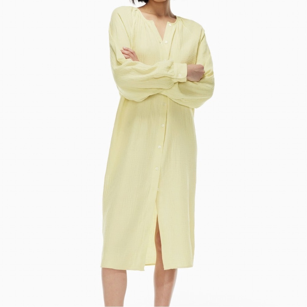 [M]Wilfred Free Aritzia Organic Cotton Sail Dress LS Button Front